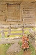 Carl Larsson A Rattvik Girl  by Wooden Storehous oil painting